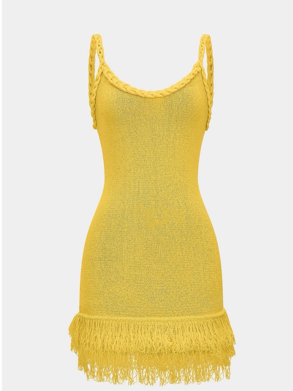 Sunshine Knit Fringe Mini Dress